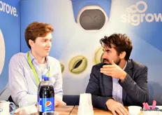Paul Marcelis of Priva, left, in conversation with Javier Lomas of Sigrow, right.